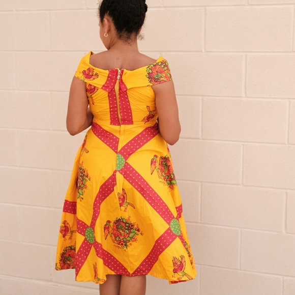 African print women dress off shoulder - Picture 3 of 7